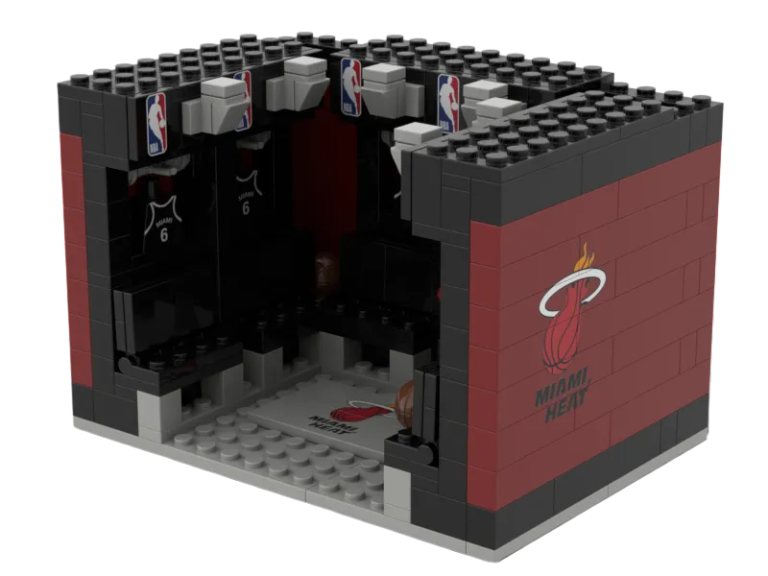 custom basketball team locker room building block set – miami basketball fan collectible model1