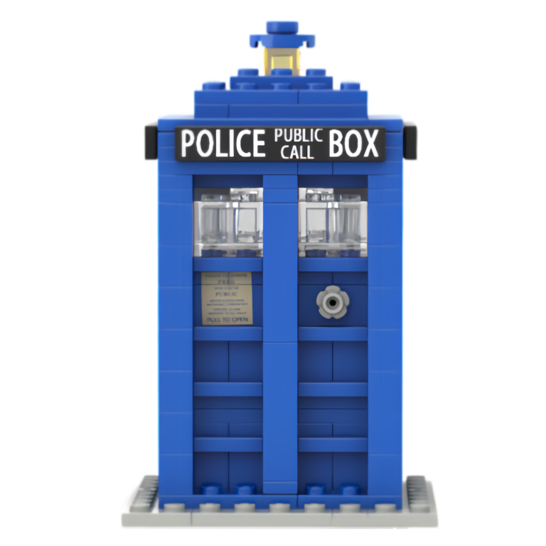 custom blue police box building block set – classic british landmark collection 2