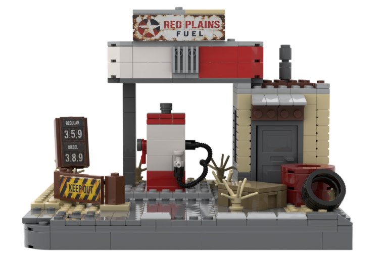 custom mini gas station building blocks set vintage fuel station street scene bricks model1