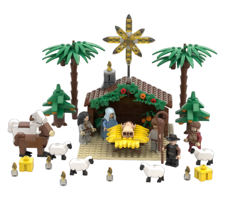 custom nativity scene building block set – christmas religious mini brick display