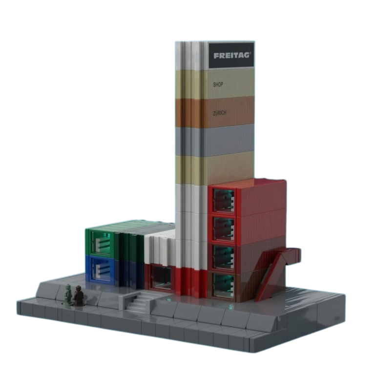 colorful container style flagship store building block model – architectural moc display set1