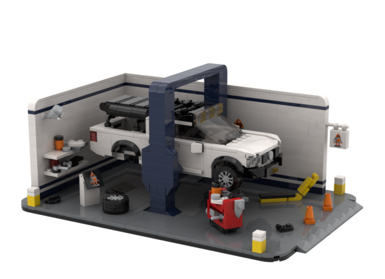 custom car repair garage building block set – automotive workshop brick model collection4