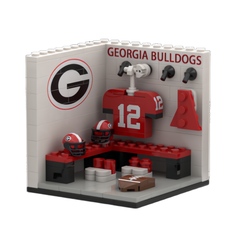custom sports locker room l shaped building block model – mini locker room scene1